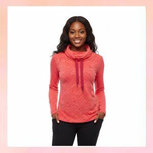 Small Pink Chevron Cowl Neck Active Pullover Top
